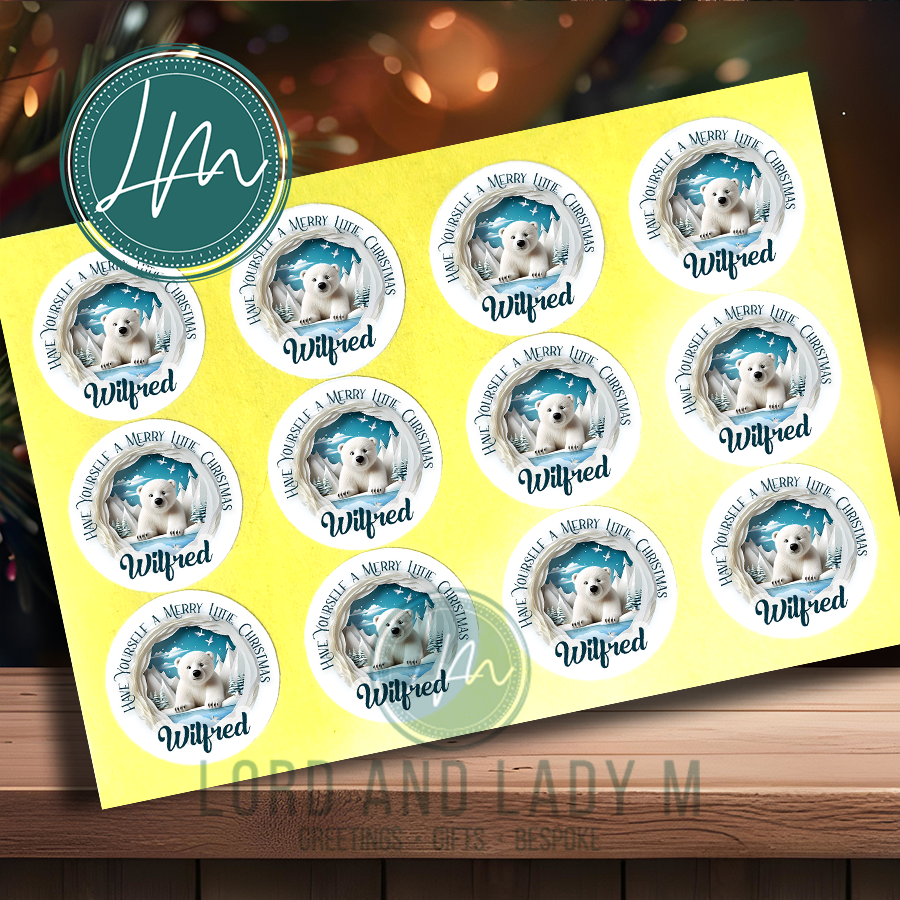 Personalised Christmas Stickers | Cute Polar Bear