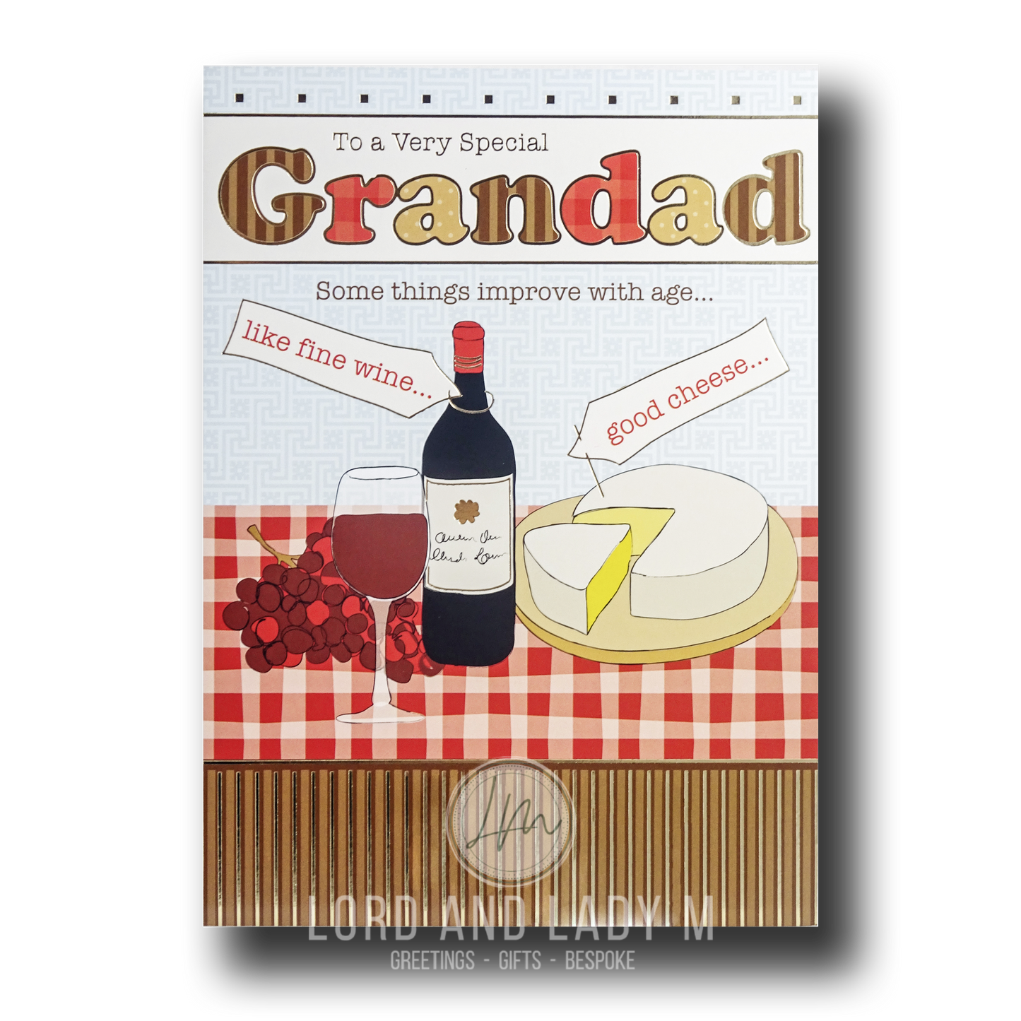 19cm - Special Grandad - Fine Wine and Good Cheese