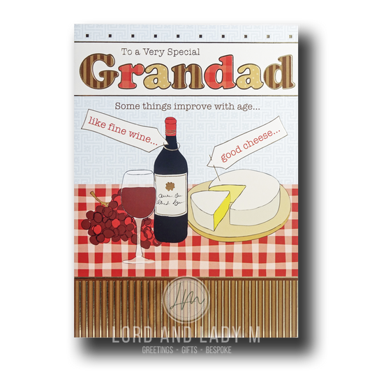 19cm - Special Grandad - Fine Wine and Good Cheese