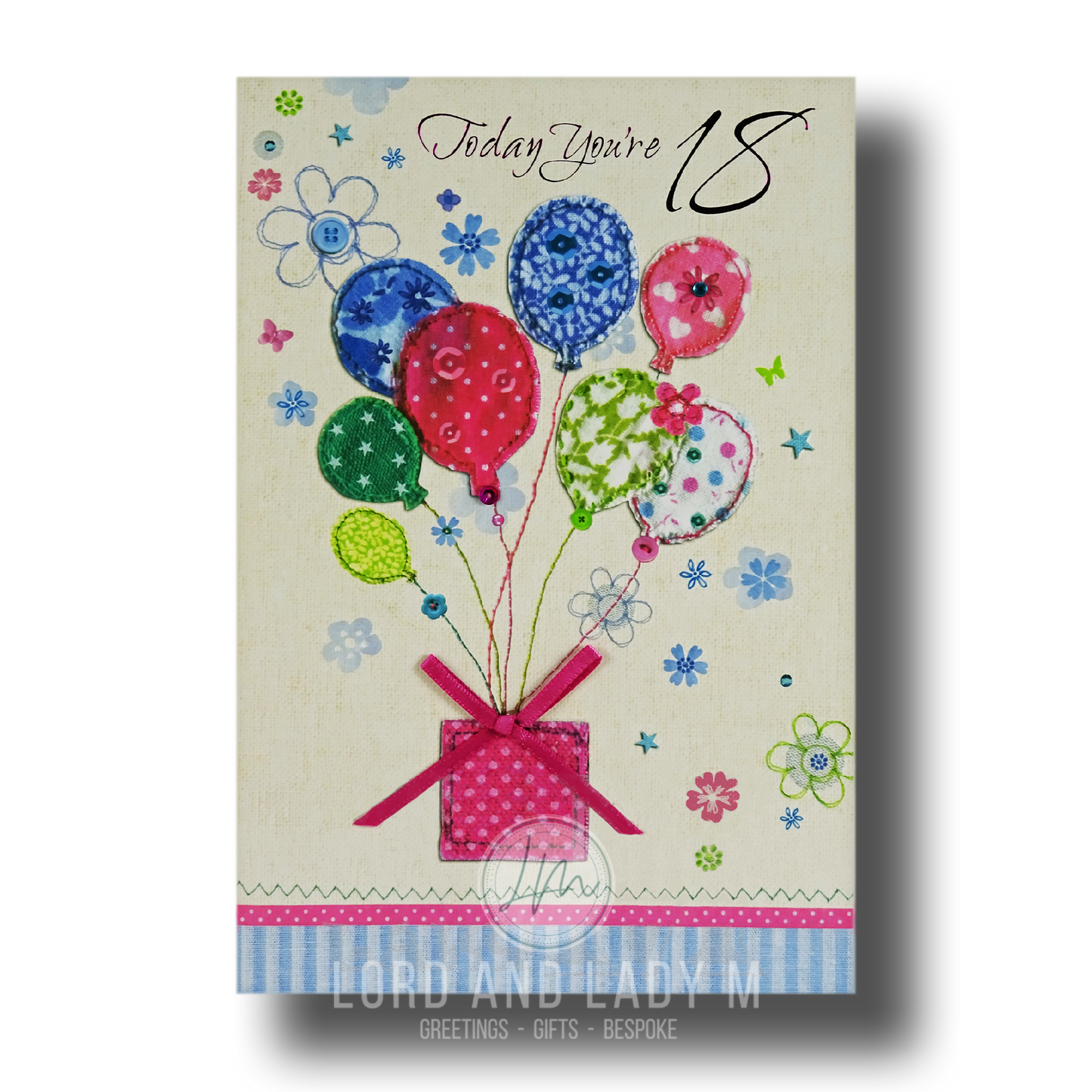 20cm - Today You're 18 - Balloons Pink Gift - E