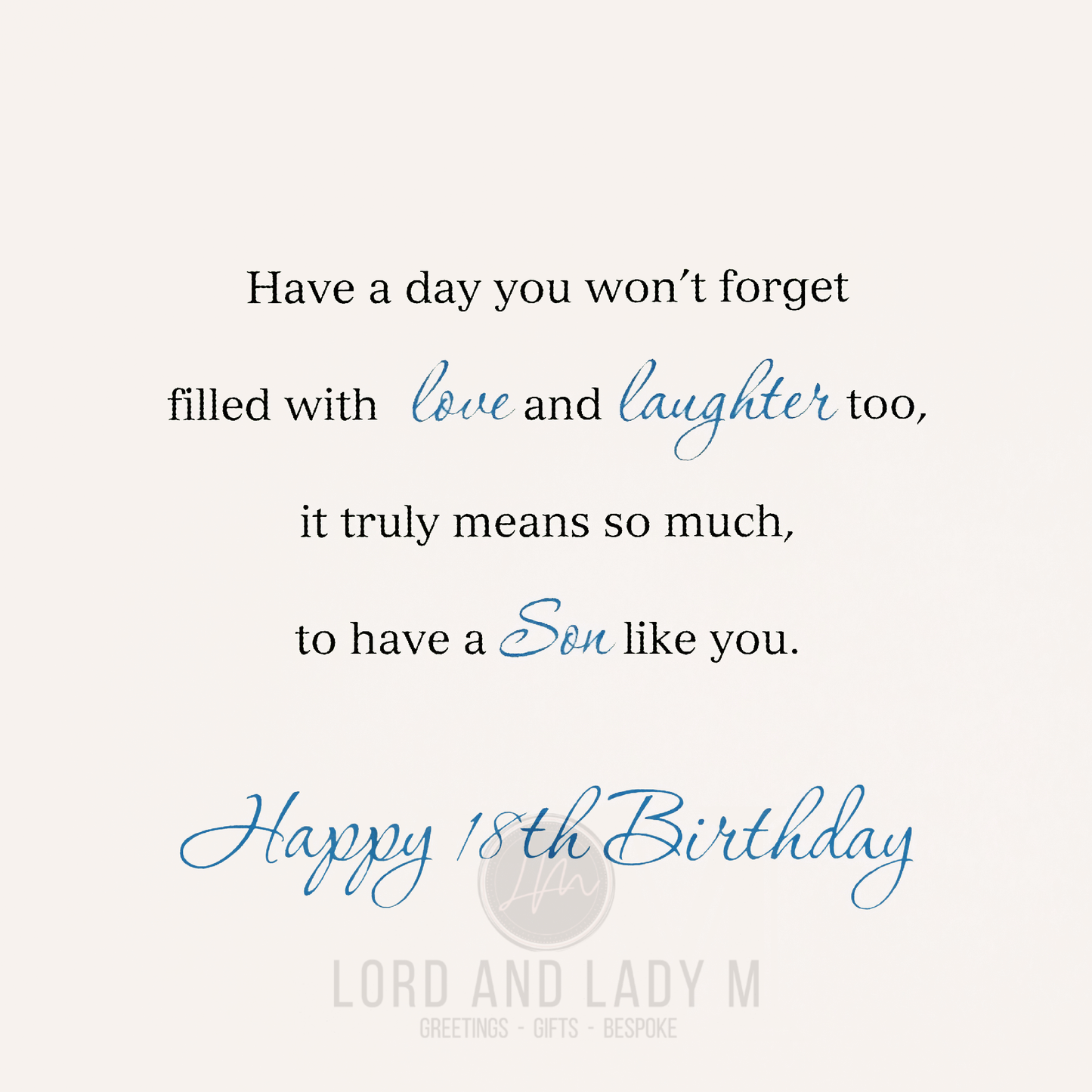 25cm - For A Special Son On Your ... - Lge Let - E