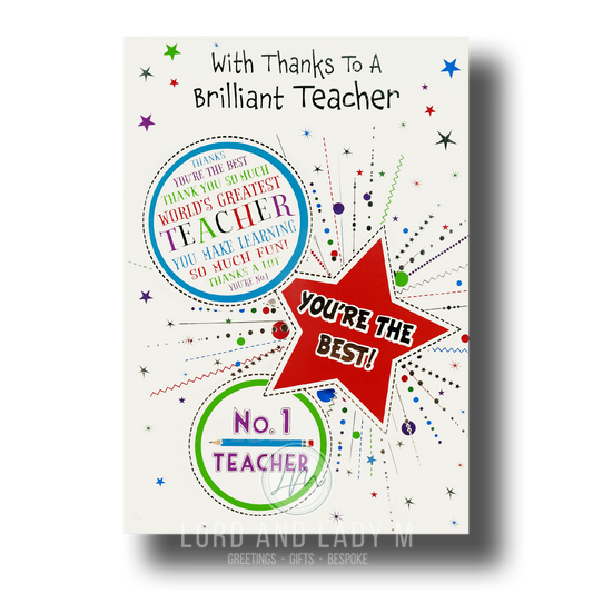 19cm - With Thanks To A Brilliant Teacher - BGC