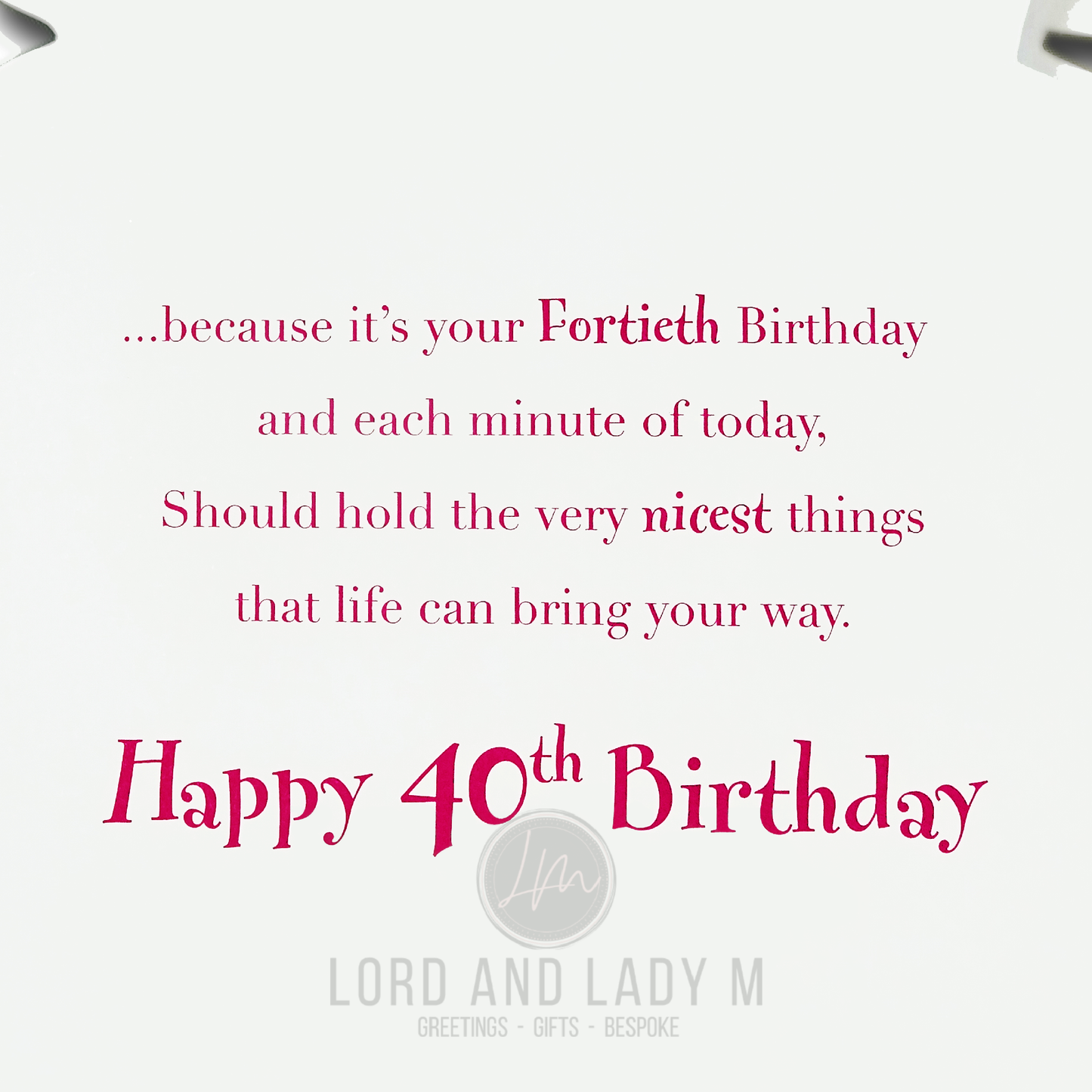 23cm - 40 Today Happy Birthday Congratulations - P