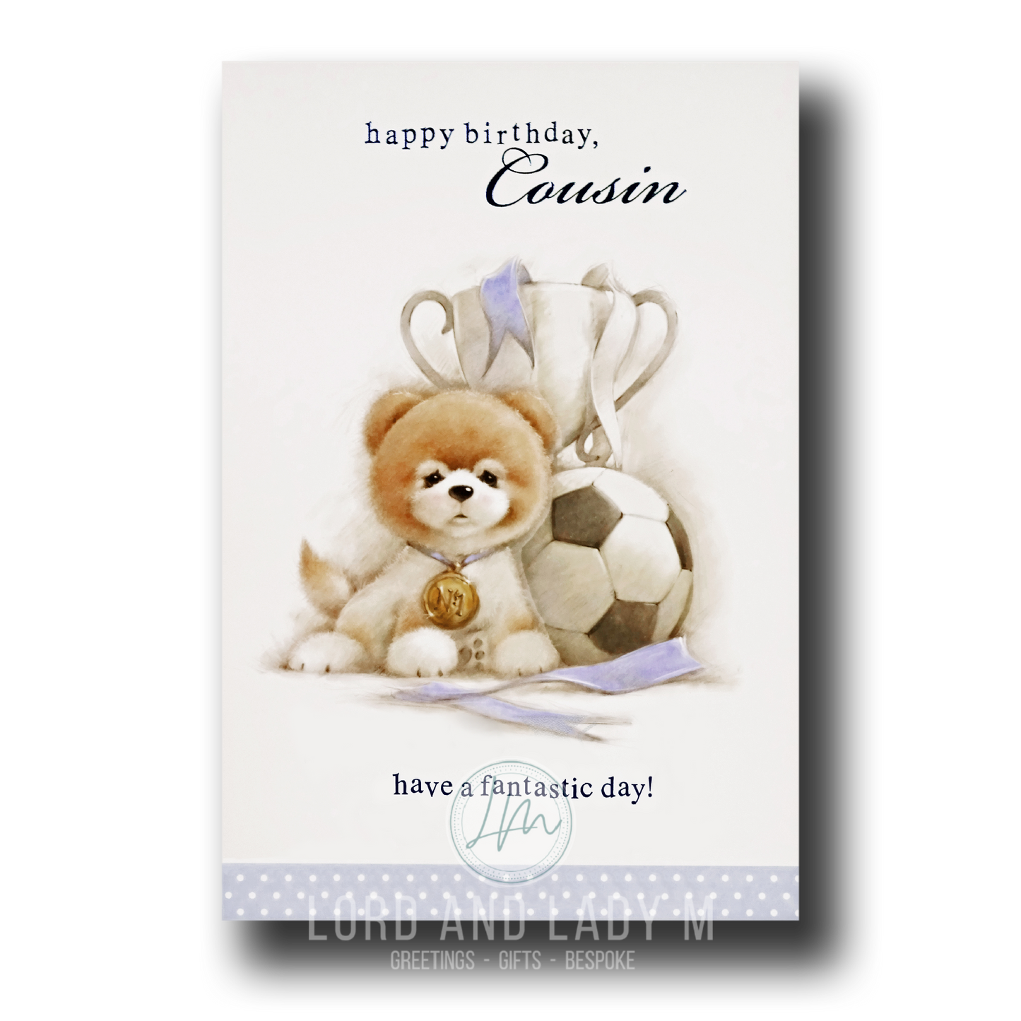 20cm - Happy Birthday, Cousin - Football Dog - E