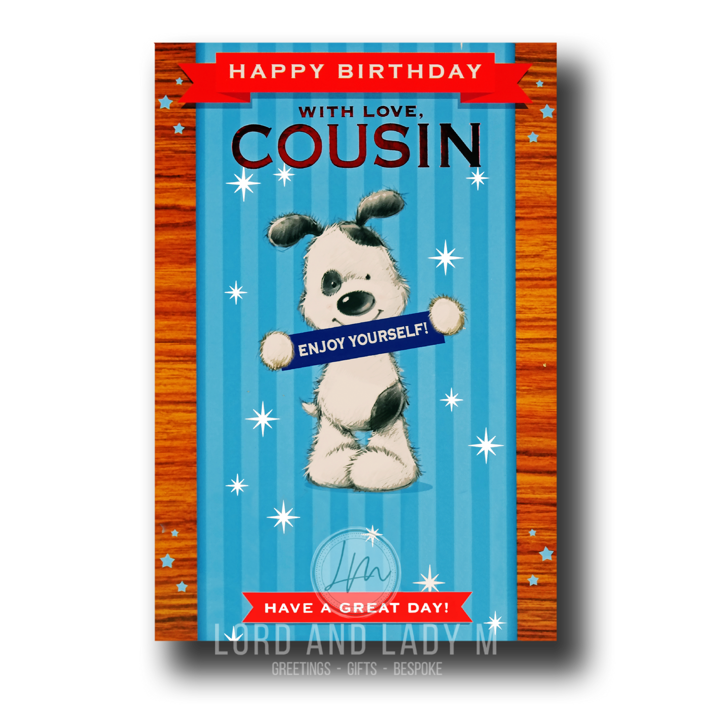 20cm - Happy Birthday With Love, Cousin - Dog - E