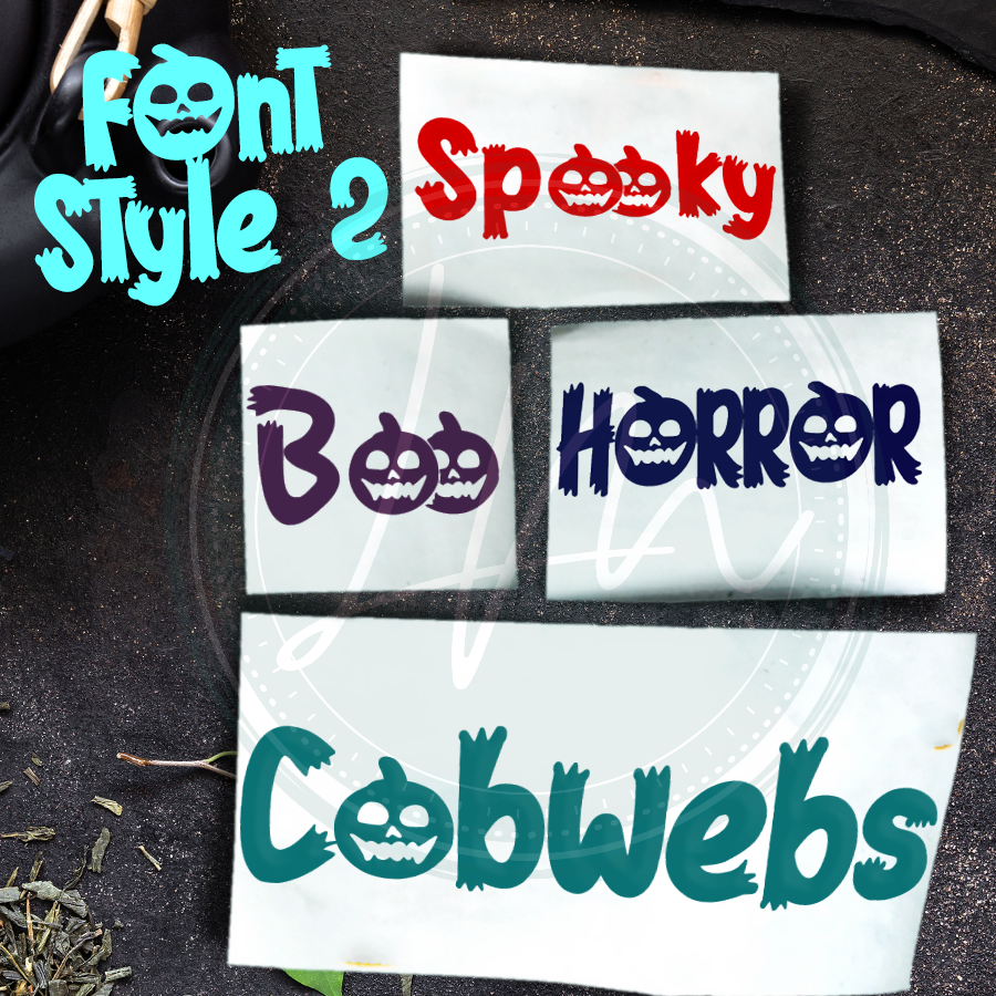 Vinyl Name Word Sticker - Halloween Horror Theme Spooky Pumpkin Lettering