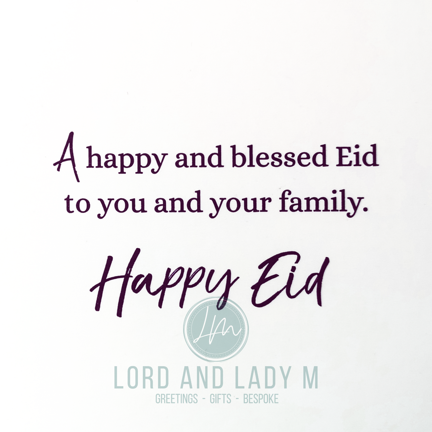 19cm - May Allah Bless This Day For You - Purple & Gold Greeting Card - BGC