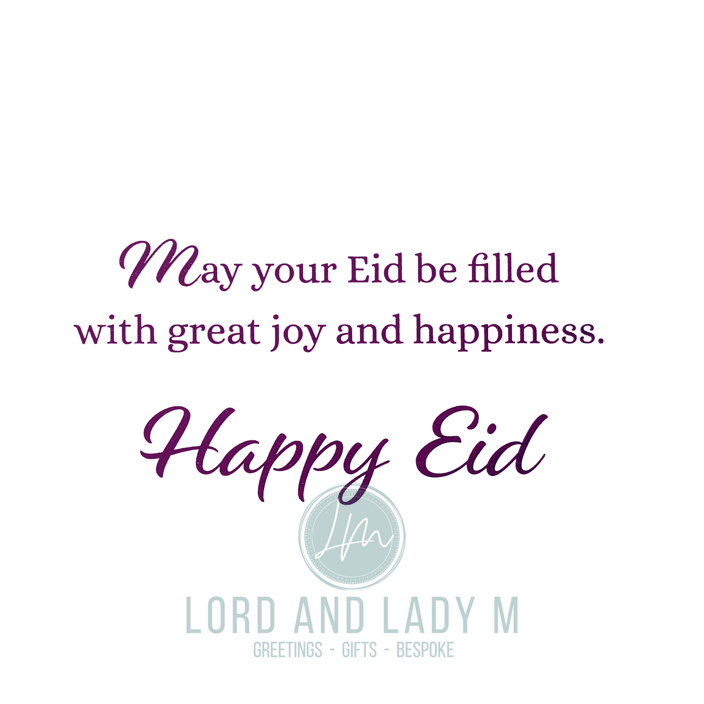 19cm - Have a Blessed Eid - Purple & Gold Greeting Card - BGC