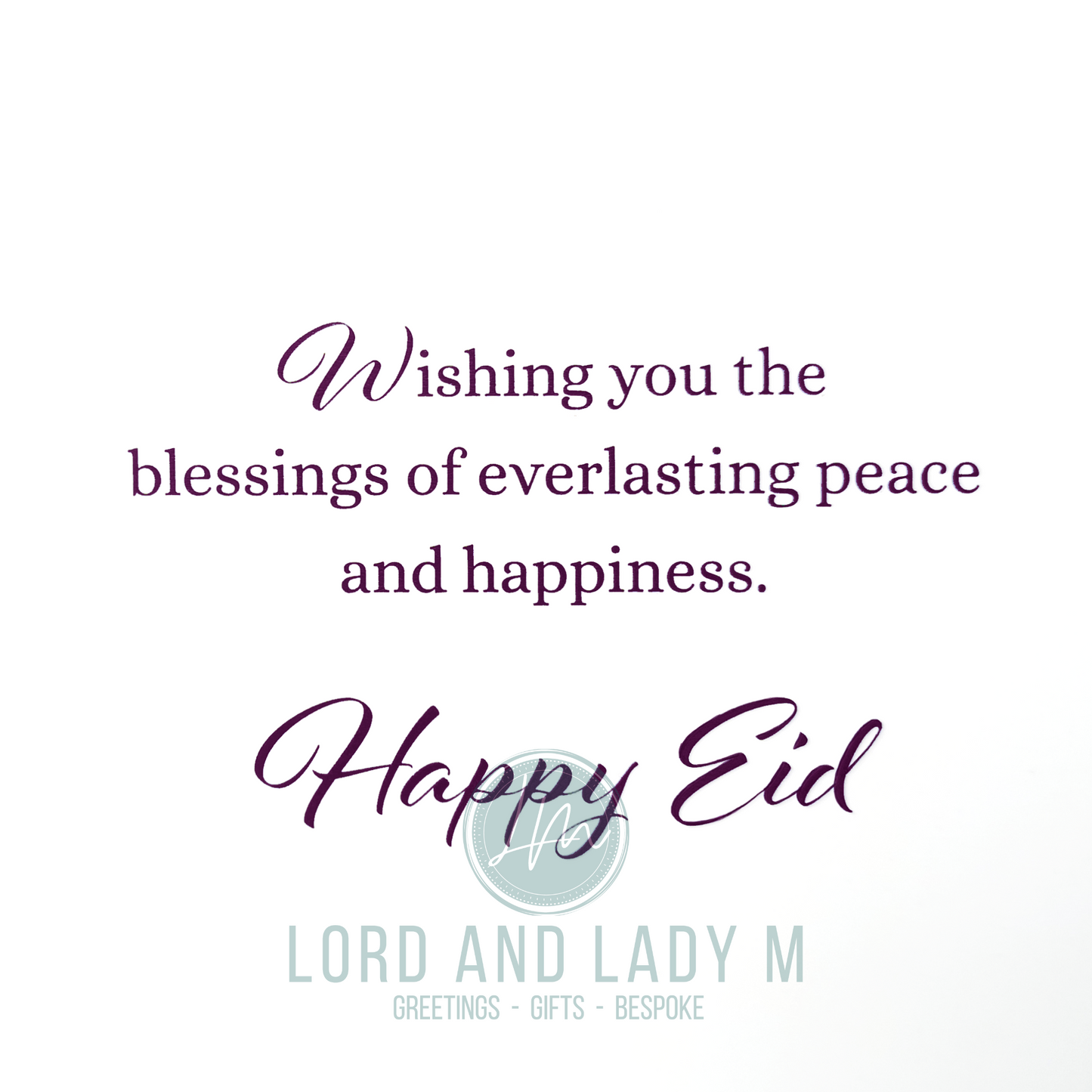 19cm - Eid Mubarak - Purple Teal Ombre & Gold Greeting Card - BGC