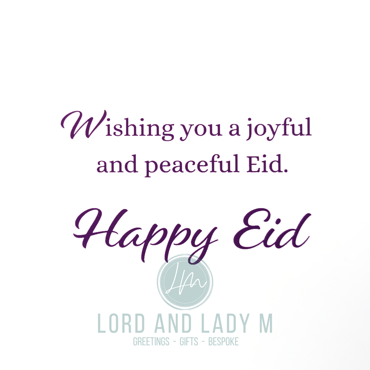 19cm - Warm Eid Wishes - Purple Teal Ombre & Gold Greeting Card - BGC