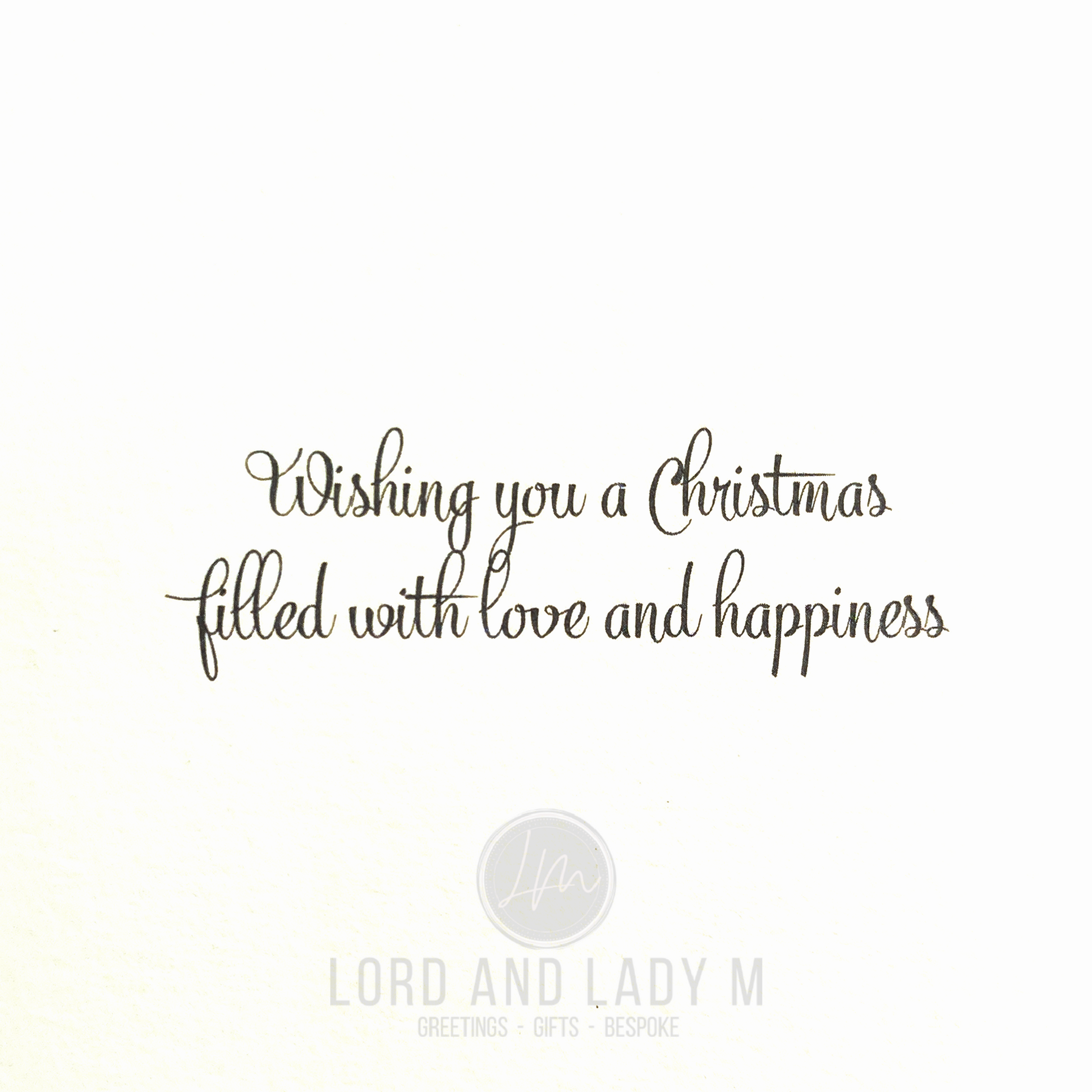 Close-up image of the sentiment inside the Christmas card “To my Wonderful Wife".