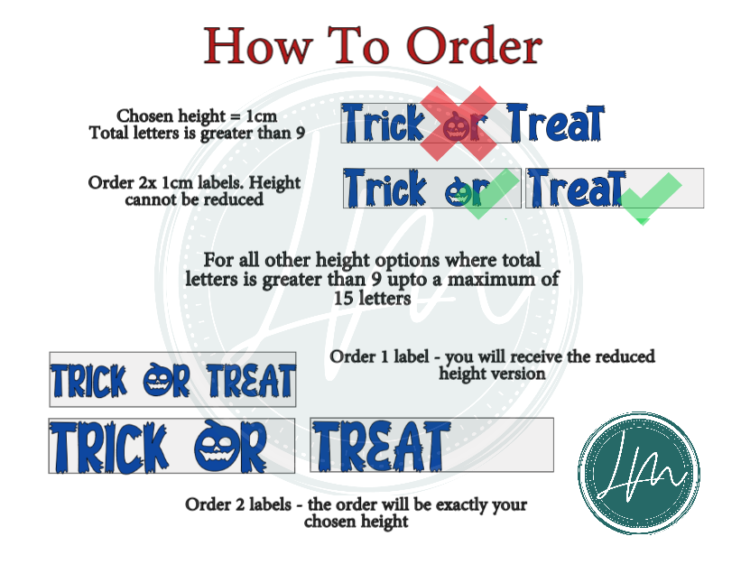 Vinyl Name Word Sticker - Halloween Horror Theme Spooky Pumpkin Lettering