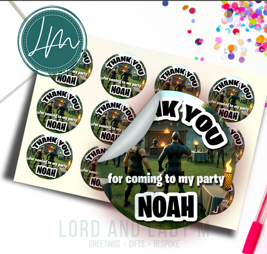 Personalised Birthday Party Stickers | Gaming Theme Party