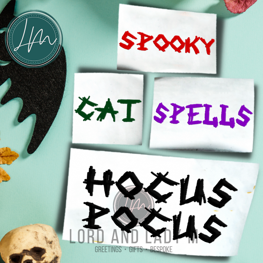 Vinyl Name Word Sticker - Halloween Horror Theme Scratched Witch Lettering Metal