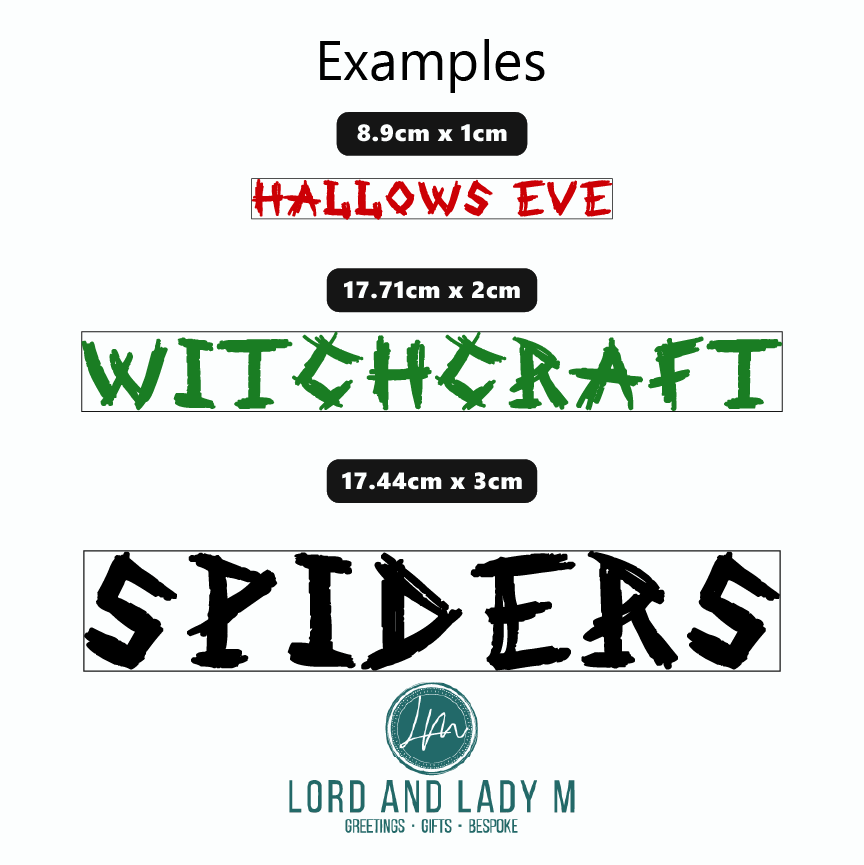 Vinyl Name Word Sticker - Halloween Horror Theme Scratched Witch Lettering Metal