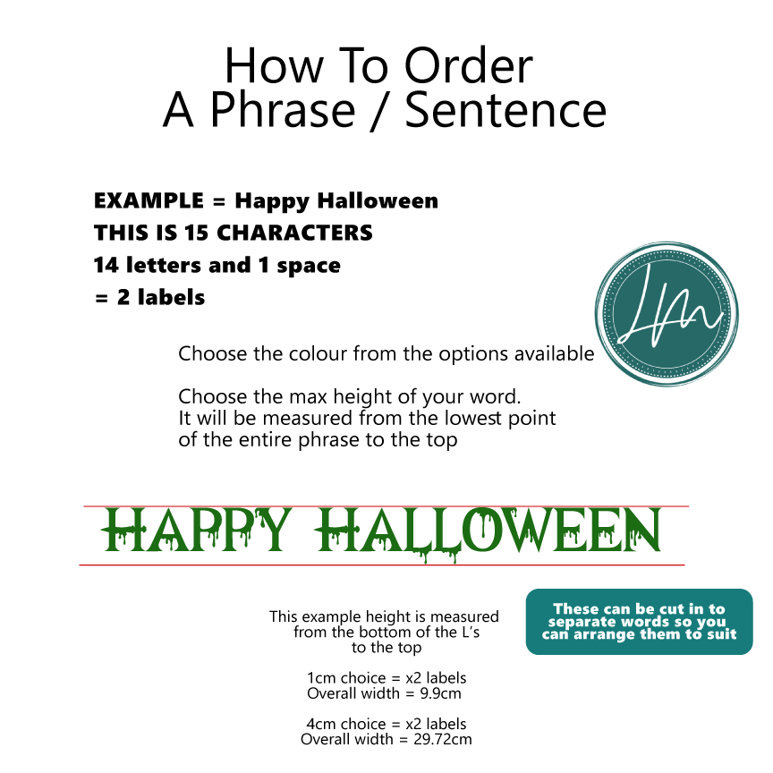 Halloween vinyl decal - A how to order guide for a phrase or sentance