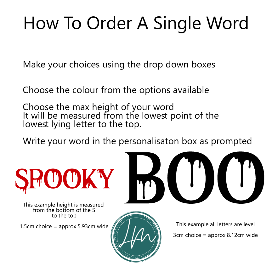 Halloween vinyl decal - A how to order guide for a single word