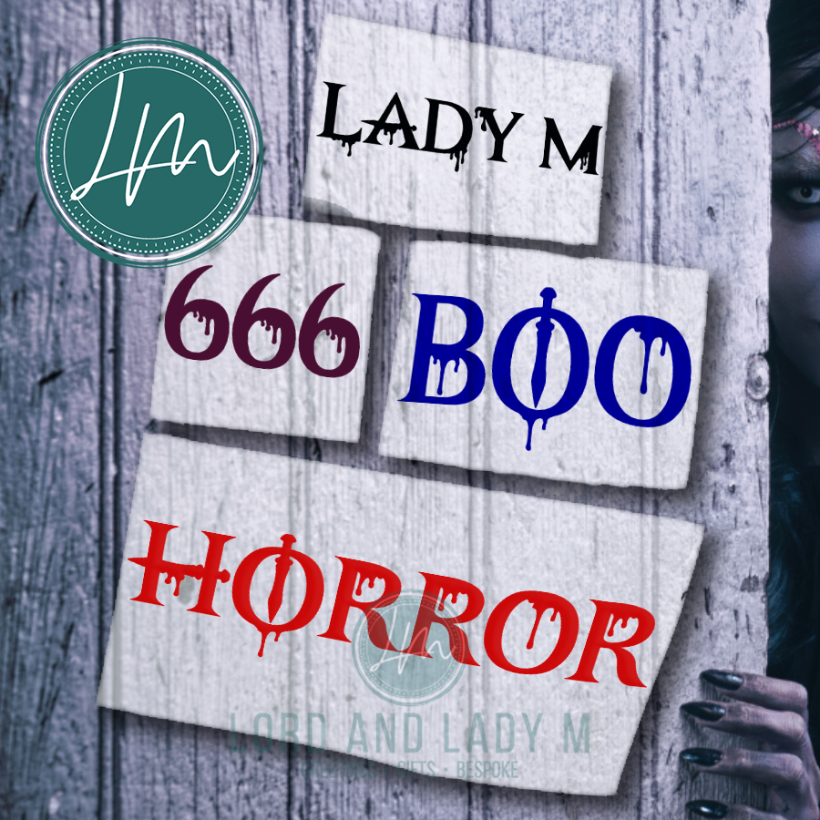 Custom Halloween Vinyl Decal – Personalised Spooky Text in Gothic Font