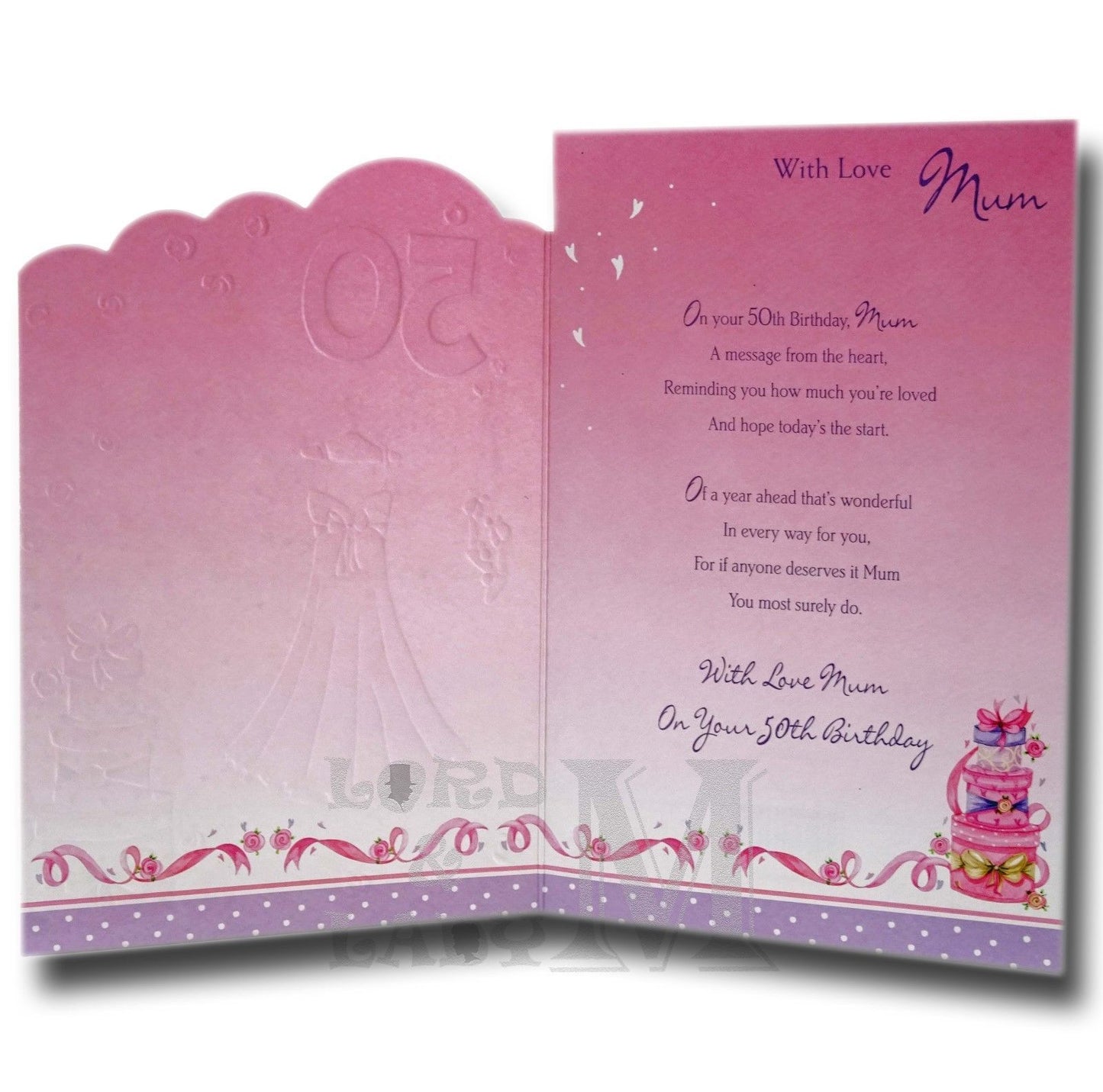 23cm - With Love Mum On Your Birthday 50