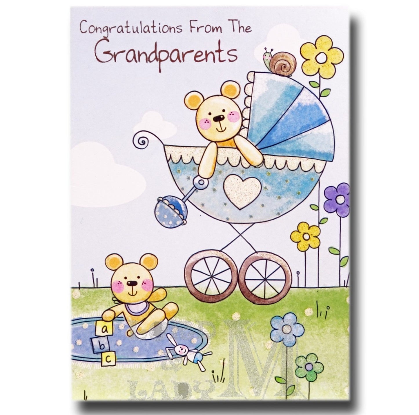 19cm - From The Grandparents - Pram & Teddy - P