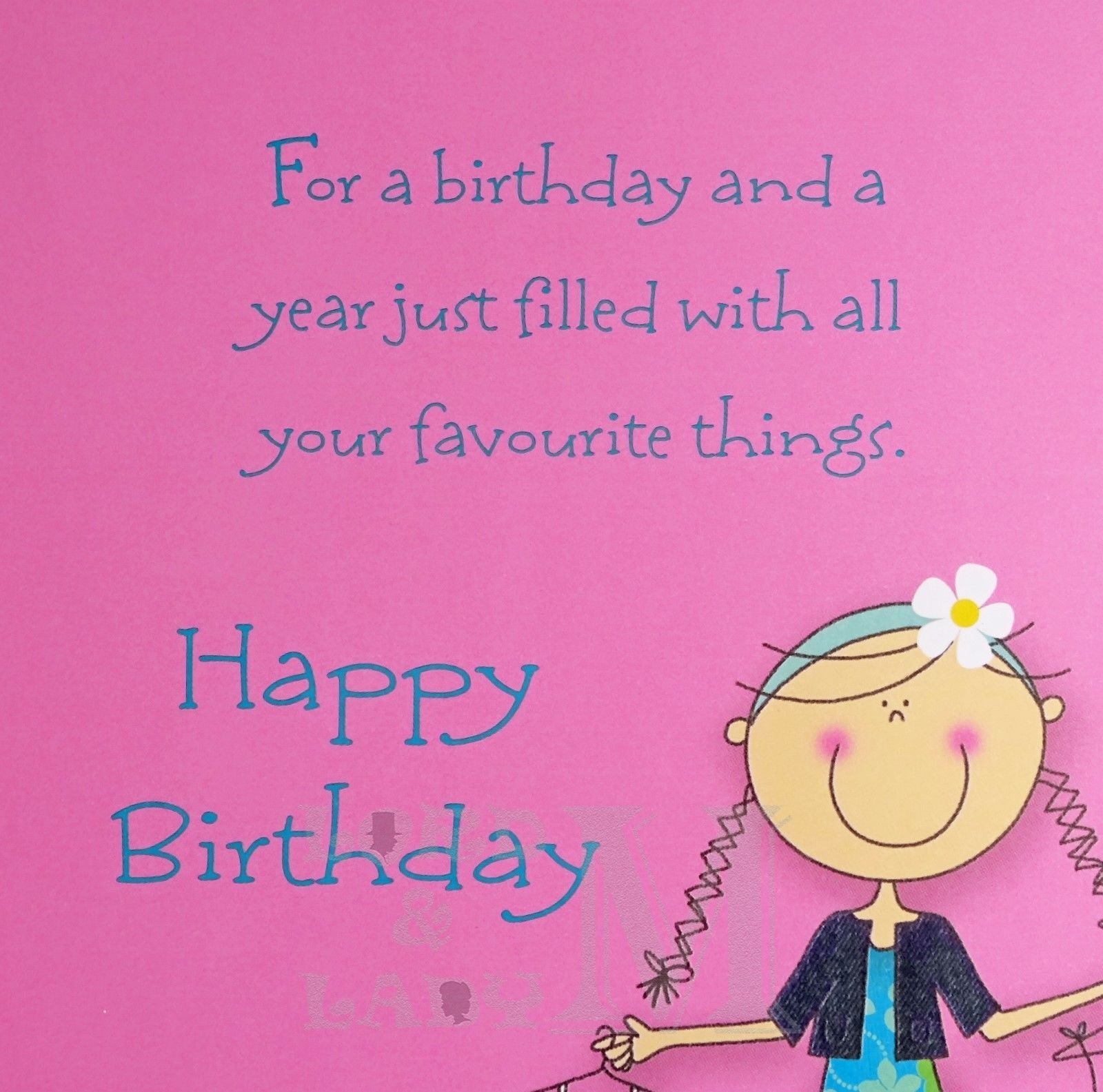 25cm - Birthday Wishes Niece - Pink - Lge Let - E