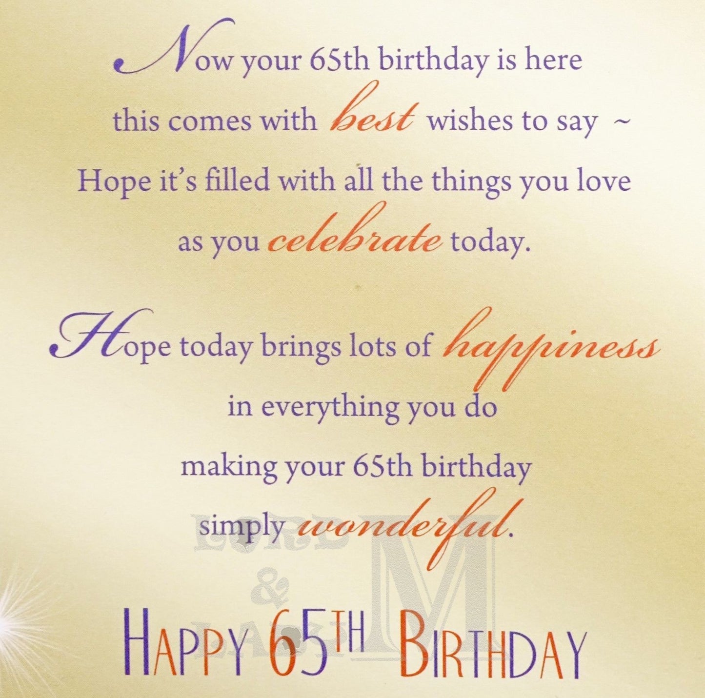 23cm - On Your 65th Birthday Celebrate Today - BGC