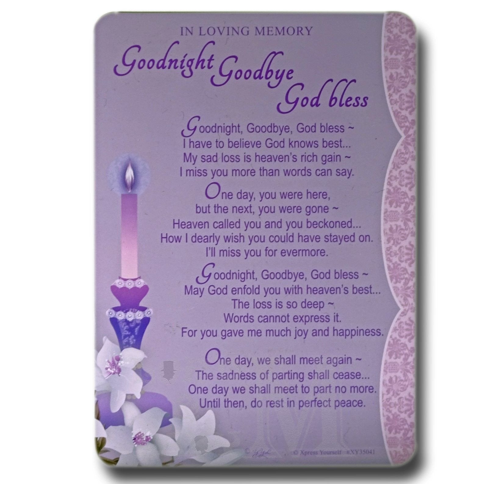 15cm - Goodnight Goodbye God Bless - E