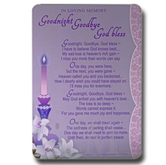 15cm - Goodnight Goodbye God Bless - E