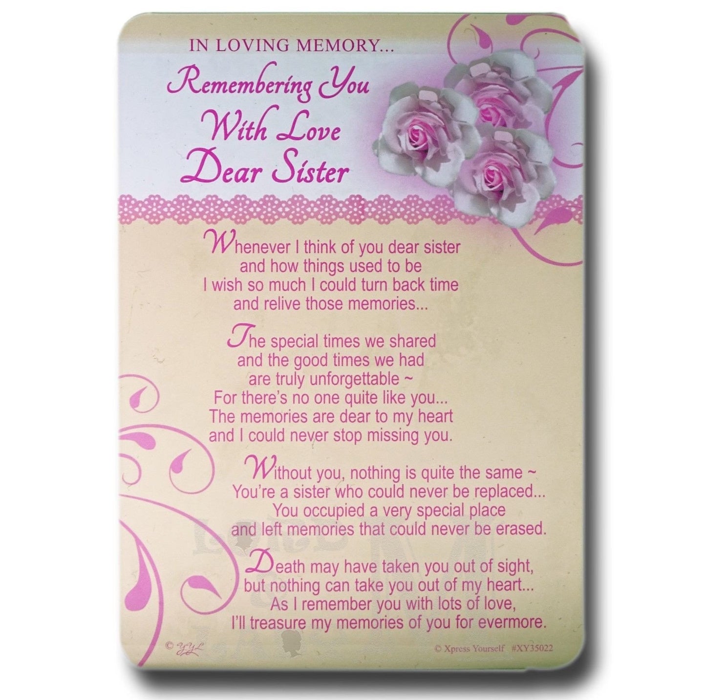 15cm - Remembering You With Love Dear Sister - E