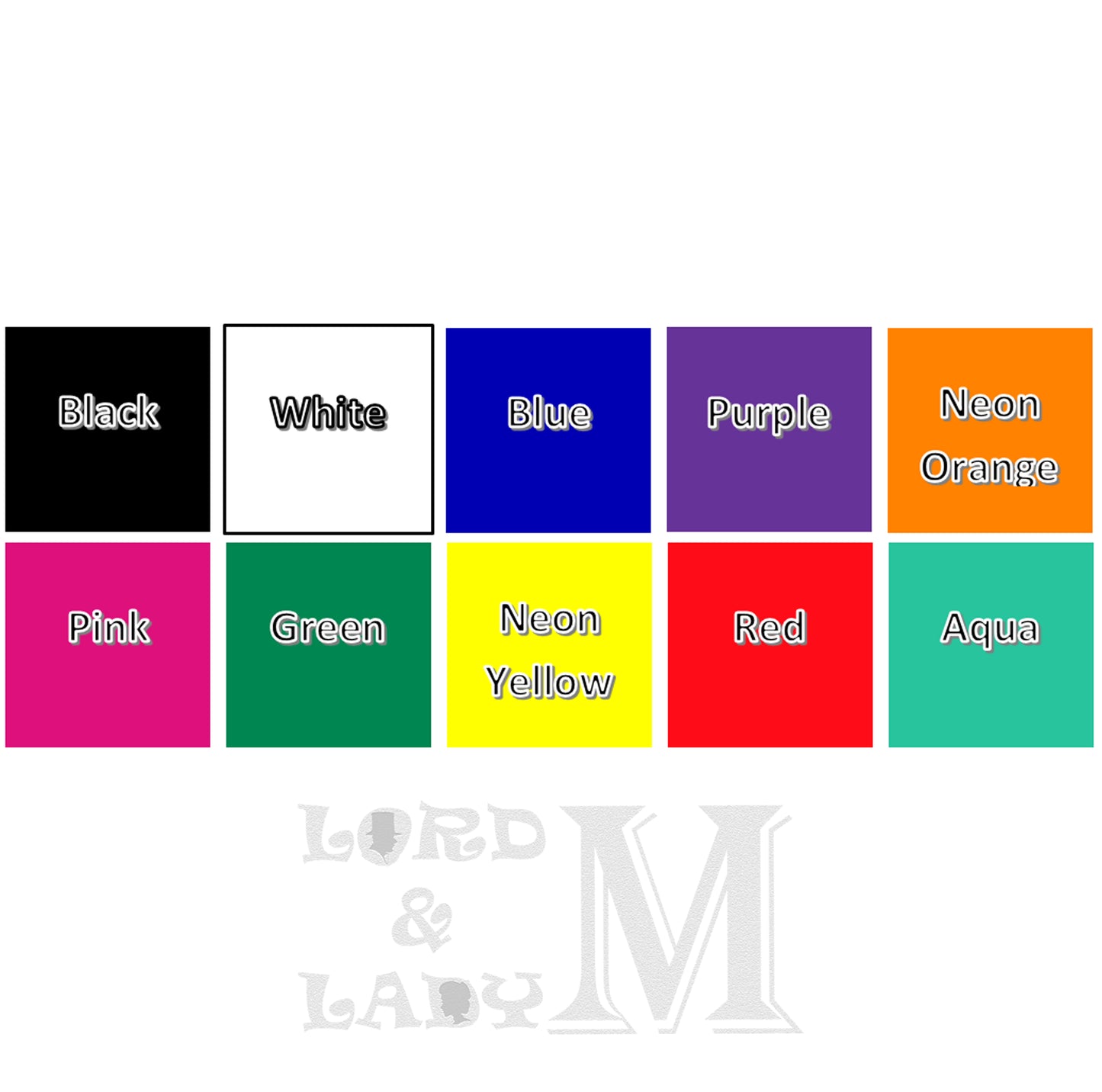 Iron on clothing labels - second image on colour choice with colour names