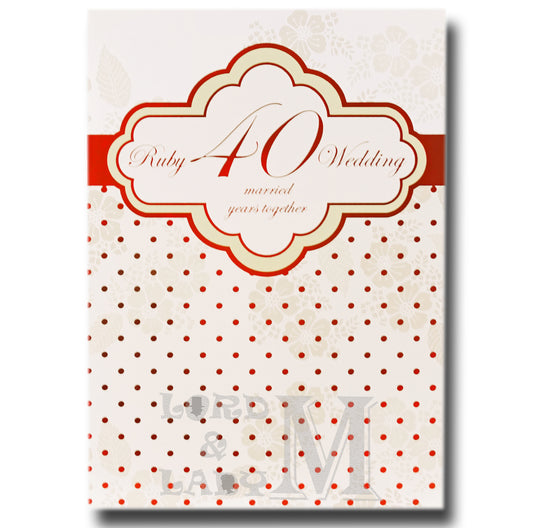 20cm - Ruby Wedding 40 Married Years Together - P