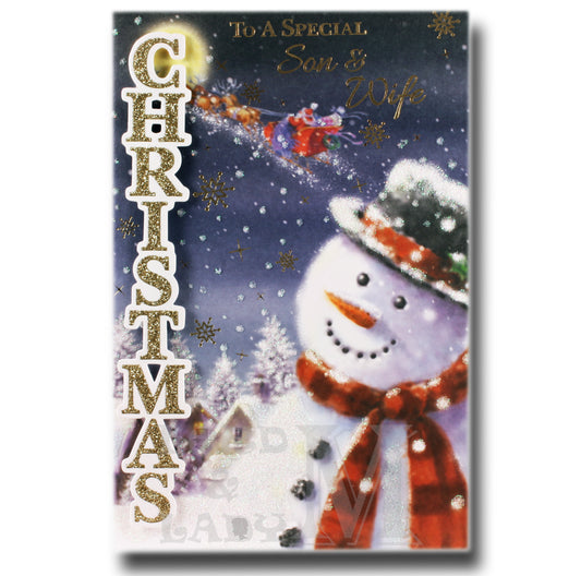 23cm - To A Special Son & Wife - Snowman - BGC