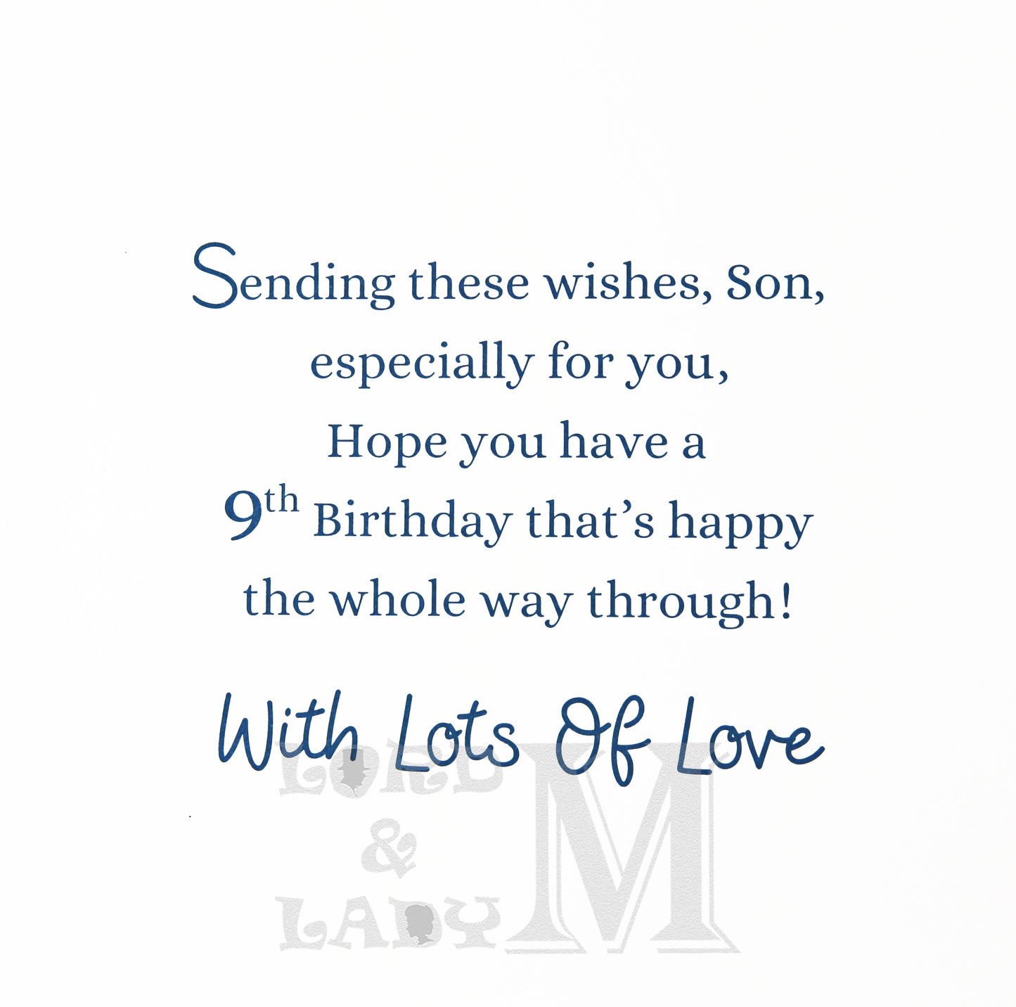 23cm - To A Very Special Son 9 Today! - BGC