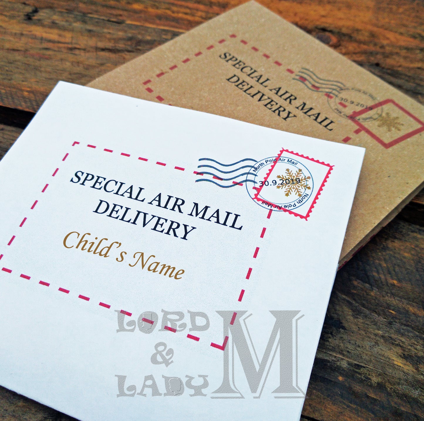 13cm - Personalised Letter From Santa - White Xmas Lines