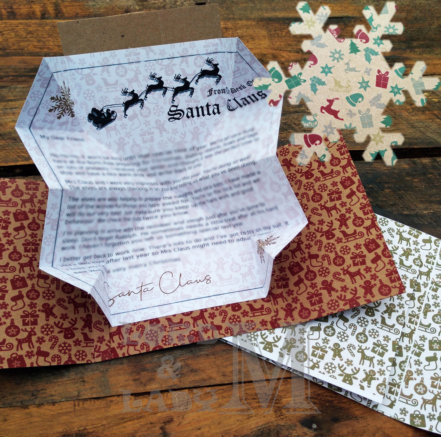 13cm - Personalised Letter From Santa - Kraft Xmas Solids