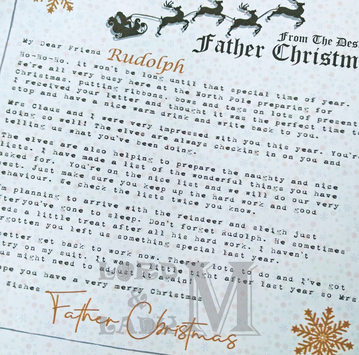 13cm - Personalised Letter From Santa - White Gold Gingerbread