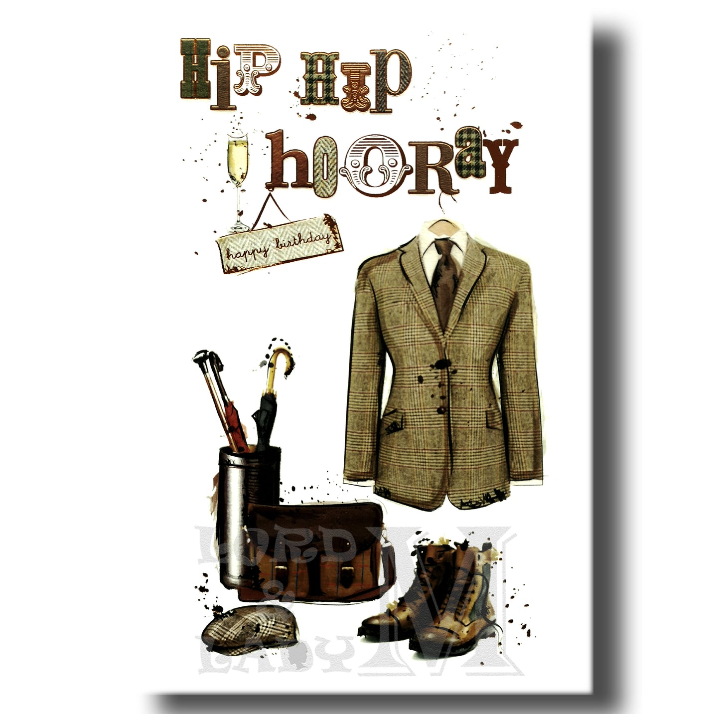 21cm - Hip Hip Hooray Happy Birthday - Tweed - E