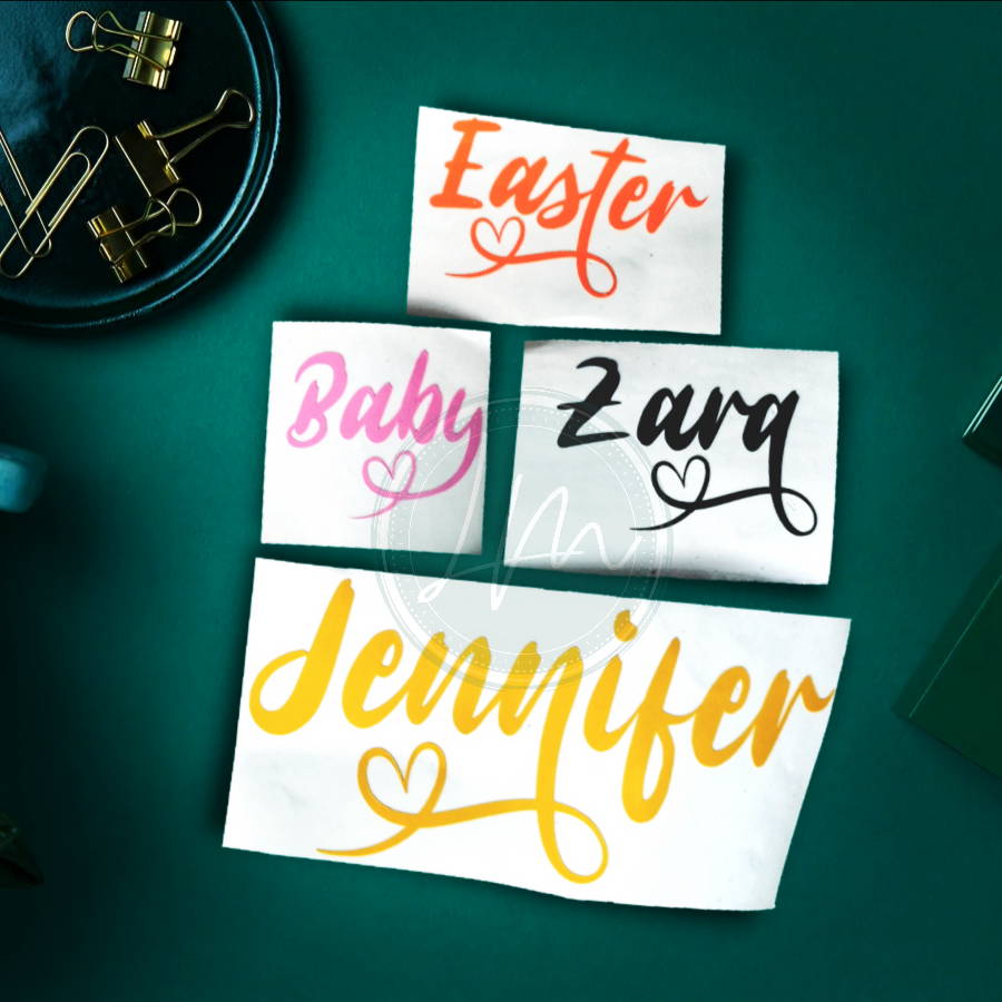 Vinyl Name Word Sticker - Heart Feature Design