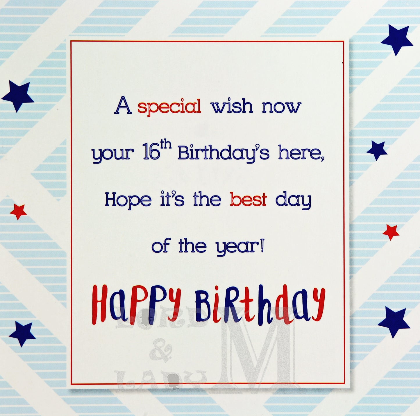 19cm - You're 16 Happy Birthday - Blue Red - BG