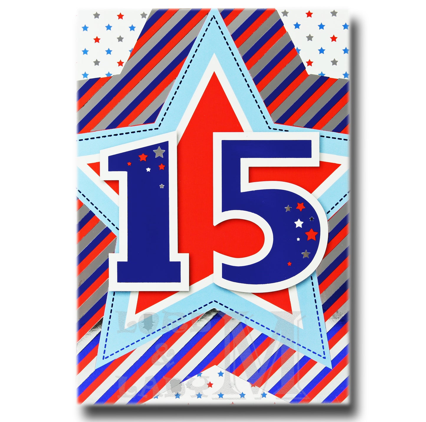 19cm - 15 - Blue Numbers Striped Star - BGC