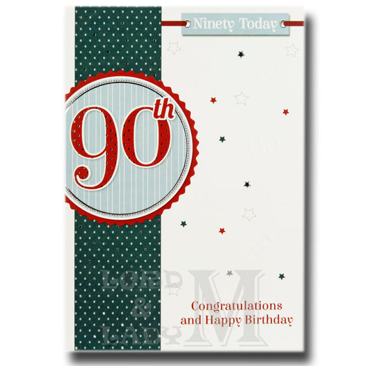 19cm - Ninety Today 90th Congratulations - Red - BGC