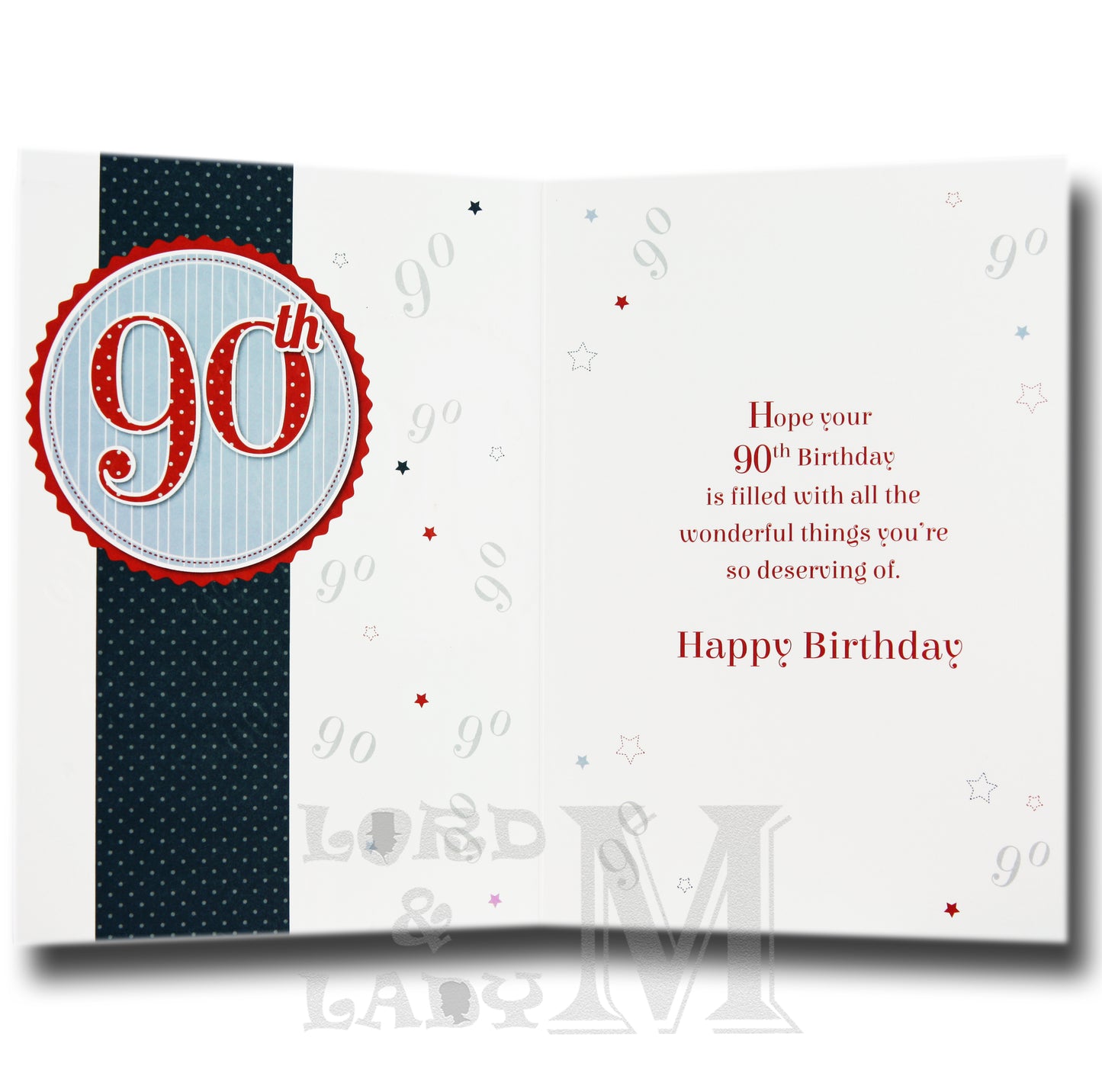 19cm - Ninety Today 90th Congratulations - Red - BGC