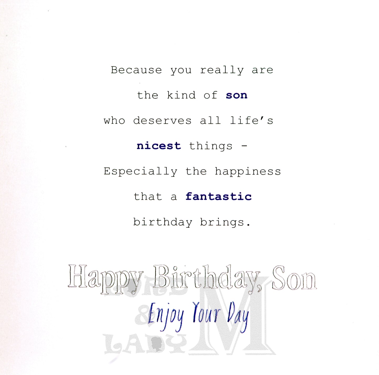 27cm - Birthday Wishes For You, Son - Lge Let - DGC