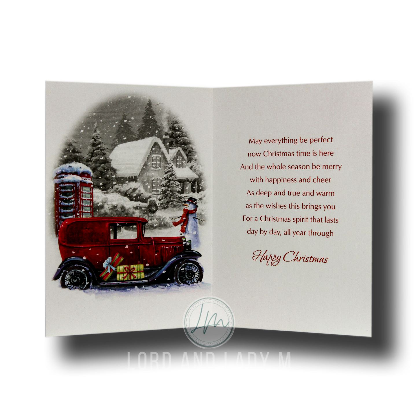 19cm - To A Special Dad - Phonebox Snowman Car - E