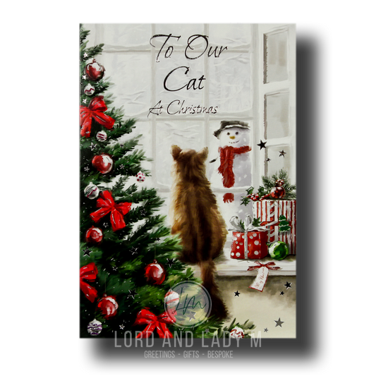 19cm - To Our Cat - Cat At The Window Snowman - GH