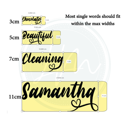 Vinyl Name Word Sticker - Heart Feature Design