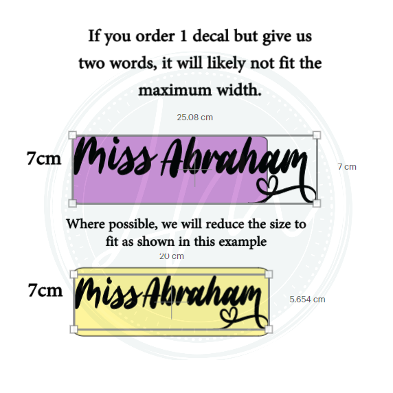 Vinyl Name Word Sticker - Heart Feature Design