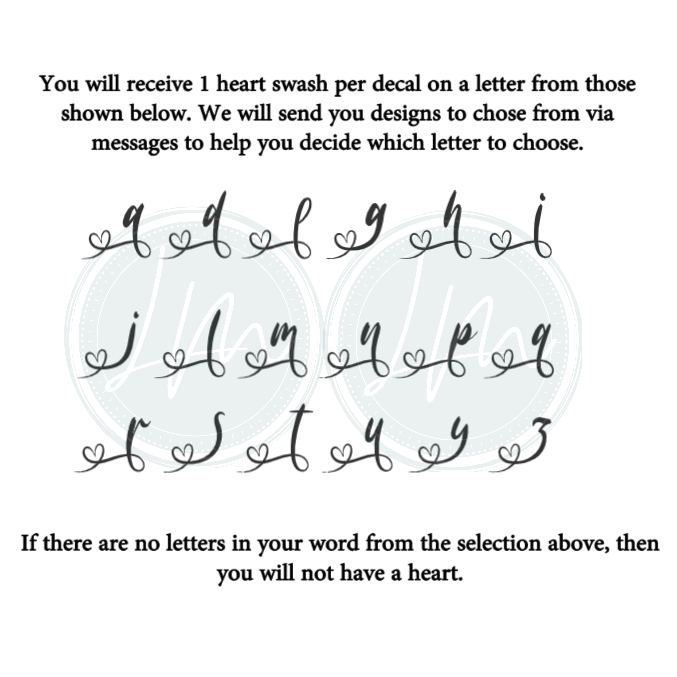 Vinyl Name Word Sticker - Heart Feature Design