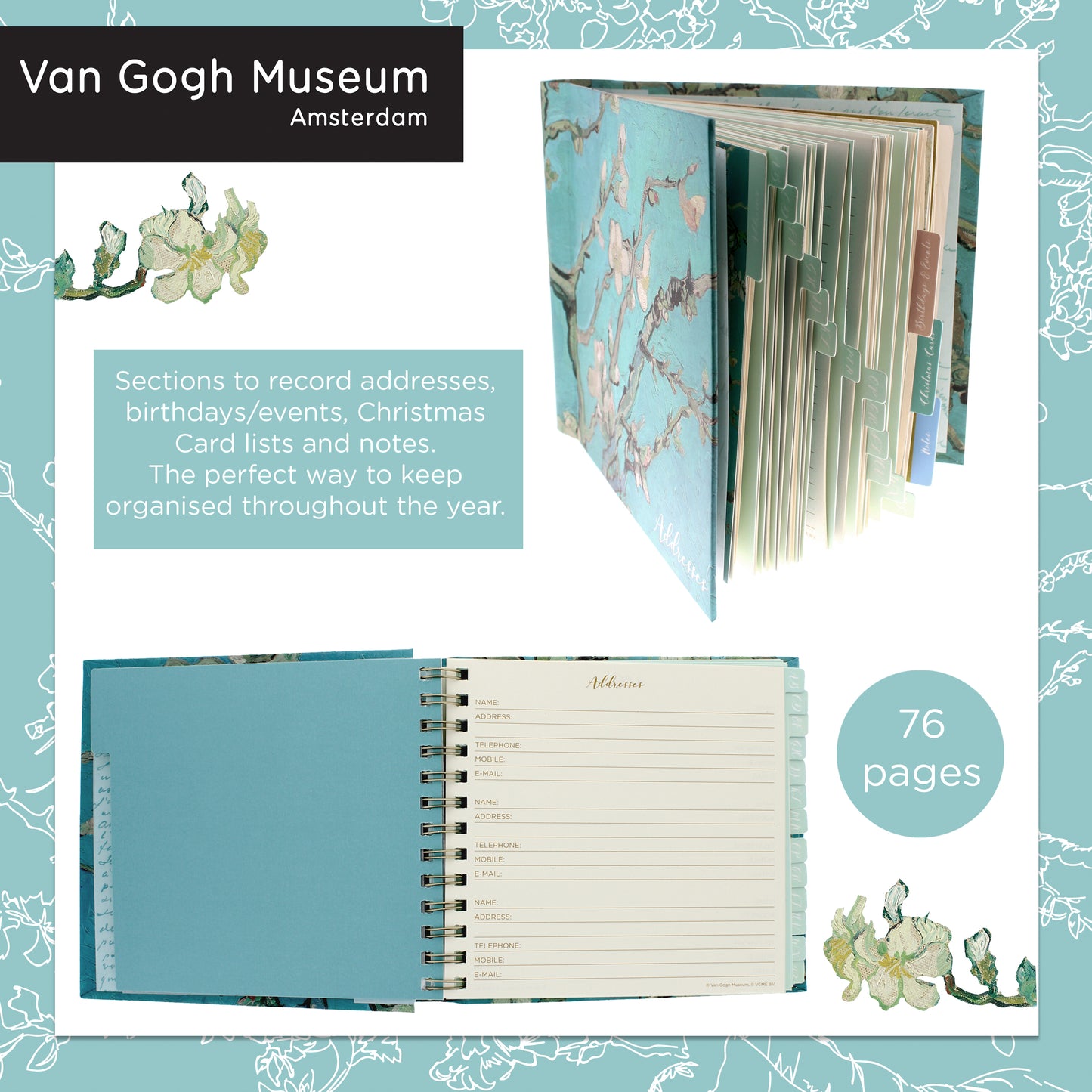 Van Gogh Square Address And Birthday Book - Perfect Gift