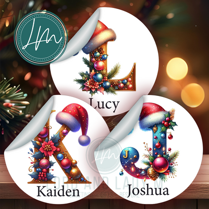 Personalised Initial Christmas Stickers | Alphabet Monogram